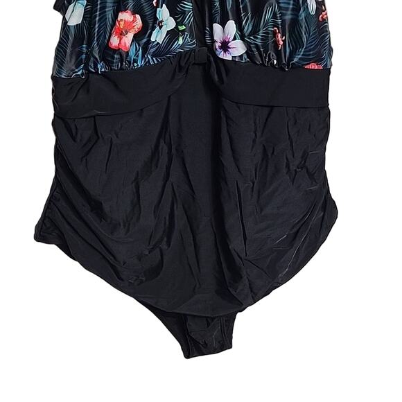 Aqua Eve One Piece Hibiscus Swimsuit, NWT, 28W - Picture 3 of 8
